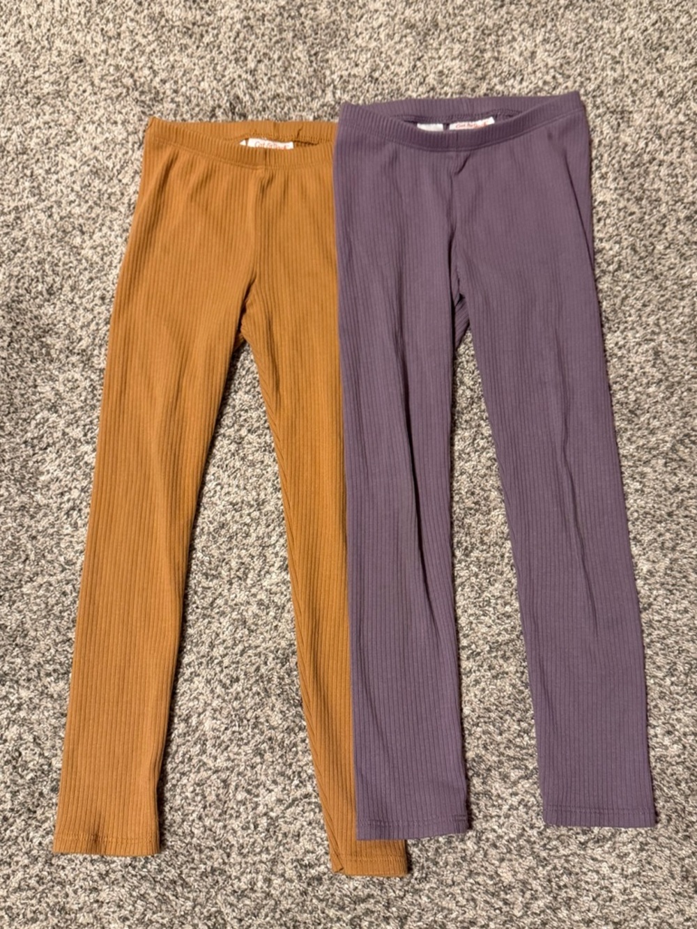 Cat & Jack Ribbed Leggings - Mustard and Lavender Duo